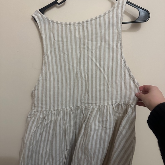 Man in the Studio Striped White and Cream linen dress Womens - Picture 4 of 4